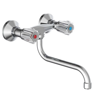 SCHÜTTE 2-Handle Wall Sink Mixer BRILLANT Chrome - Giant Lobelia