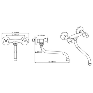 SCHÜTTE 2-Handle Wall Sink Mixer CESTI Chrome - Giant Lobelia