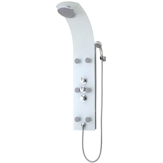 SCHÜTTE Glass Shower Panel with Thermostatic Mixer LANZAROTE White - Giant Lobelia