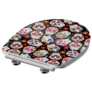 SCHÜTTE Duroplast High Gloss Toilet Seat with Soft-Close CRAZY SKULL - Giant Lobelia