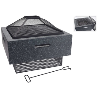 ProGarden Fire Bowl with BBQ Rack Square Dark Grey 52.5x52.5x18.5 cm - Giant Lobelia