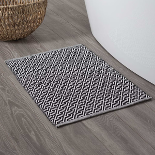 Sealskin Bath Mat Trellis Cotton 60x90 cm Black and White - Giant Lobelia