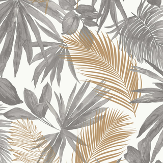 DUTCH WALLCOVERINGS Wallpaper Wild Palms Grey and Beige - Giant Lobelia