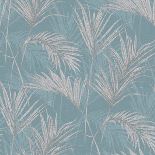 DUTCH WALLCOVERINGS Wallpaper Palm Springs Blue and Grey - Giant Lobelia