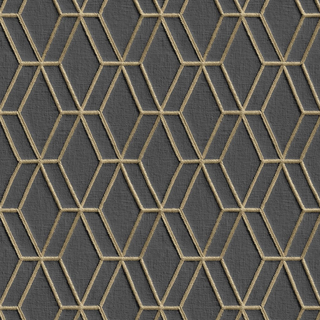 DUTCH WALLCOVERINGS Wallpaper Hexagonal Black and Gold - Giant Lobelia