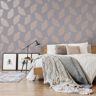 DUTCH WALLCOVERINGS Wallpaper Fawning Feather Grey and Rose Gold - Giant Lobelia