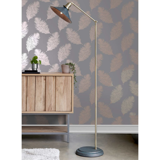 DUTCH WALLCOVERINGS Wallpaper Fawning Feather Grey and Rose Gold - Giant Lobelia