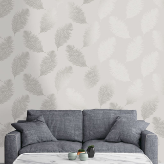 DUTCH WALLCOVERINGS Wallpaper Fawning Feather Light Grey - Giant Lobelia