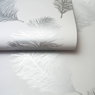 DUTCH WALLCOVERINGS Wallpaper Fawning Feather Light Grey - Giant Lobelia