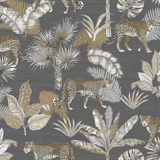 DUTCH WALLCOVERINGS Wallpaper Leopard Grey and Beige - Giant Lobelia