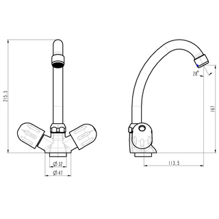 SCHÜTTE 2-Handle Sink Mixer PERUZZI Low Pressure Chrome - Giant Lobelia