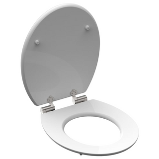 SCHÜTTE High Gloss Toilet Seat with Soft-Close GREY STEEL MDF - Giant Lobelia