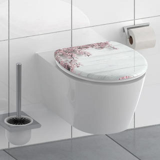 SCHÜTTE Toilet Seat with Soft-Close FLOWERS & WOOD - Giant Lobelia