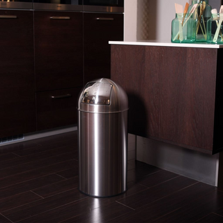 EKO Waste Bin with Push Lid 40 L Matte Silver - Giant Lobelia