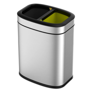 EKO Open Top Waste Bin OLI-Cube 2x10 L Matte Silver - Giant Lobelia