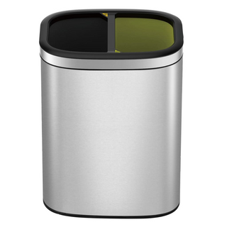 EKO Open Top Waste Bin OLI-Cube 2x10 L Matte Silver - Giant Lobelia