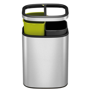 EKO Open Top Waste Bin OLI-Cube 2x10 L Matte Silver - Giant Lobelia