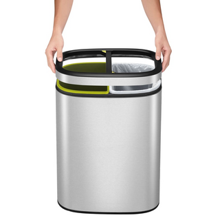 EKO Open Top Waste Bin OLI-Cube 2x10 L Matte Silver - Giant Lobelia