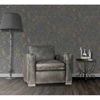 DUTCH WALLCOVERINGS Wallpaper Marble Black and Gold - Giant Lobelia