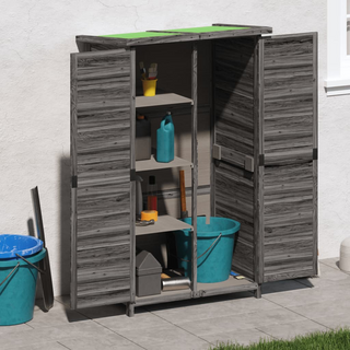 vidaXL Garden Tool Shed Grey 83x57x140 cm Solid Wood Pine - Giant Lobelia