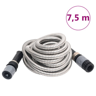 Garden Hose with Spray Nozzle Silver 0.6" 7.5 m Stainless Steel - Giant Lobelia