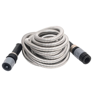 Garden Hose with Spray Nozzle Silver 0.6" 7.5 m Stainless Steel - Giant Lobelia