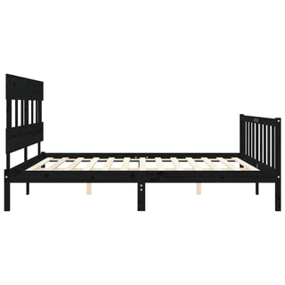 Bed Frame with Headboard Black 200x200 cm Solid Wood - Giant Lobelia