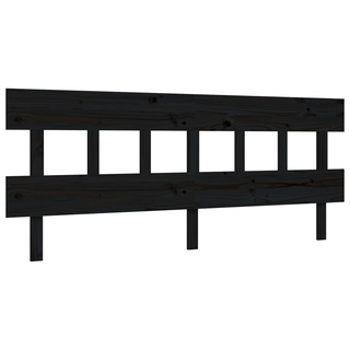 Bed Frame with Headboard Black 200x200 cm Solid Wood - Giant Lobelia