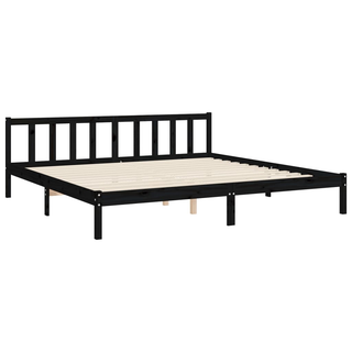 Bed Frame with Headboard Black 200x200 cm Solid Wood - Giant Lobelia