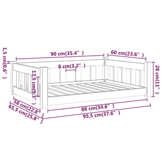 vidaXL Dog Bed White 95.5x65.5x28 cm Solid Wood Pine - Giant Lobelia