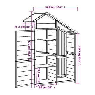 vidaXL Garden Tool Shed Brown 120x53.5x170 cm Solid Wood Pine - Giant Lobelia