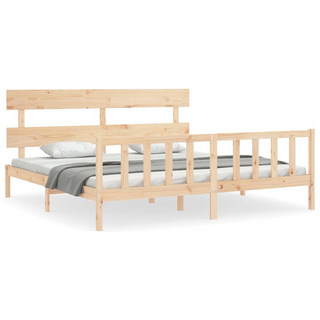 Bed Frame with Headboard Super King Size Solid Wood - Giant Lobelia