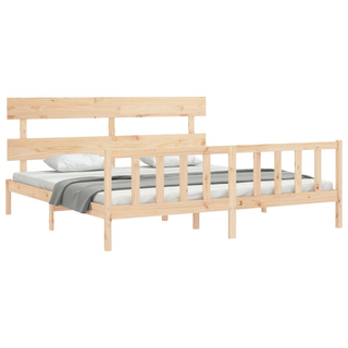 Bed Frame with Headboard Super King Size Solid Wood - Giant Lobelia