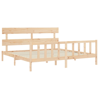 Bed Frame with Headboard Super King Size Solid Wood - Giant Lobelia