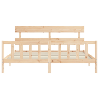 Bed Frame with Headboard Super King Size Solid Wood - Giant Lobelia