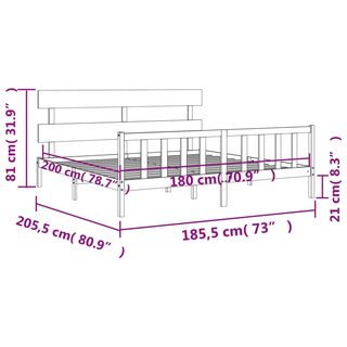 Bed Frame with Headboard Super King Size Solid Wood - Giant Lobelia