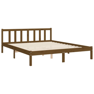 Bed Frame with Headboard Honey Brown King Size Solid Wood - Giant Lobelia