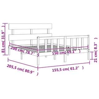 Bed Frame with Headboard Honey Brown King Size Solid Wood - Giant Lobelia