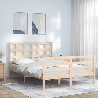 Bed Frame with Headboard 120x200 cm Solid Wood - Giant Lobelia