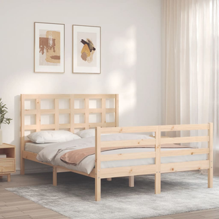 Bed Frame with Headboard 120x200 cm Solid Wood - Giant Lobelia