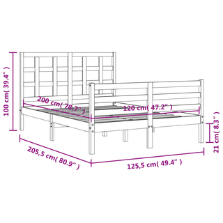 Bed Frame with Headboard 120x200 cm Solid Wood - Giant Lobelia