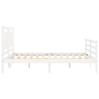 Bed Frame with Headboard White 160x200 cm Solid Wood - Giant Lobelia