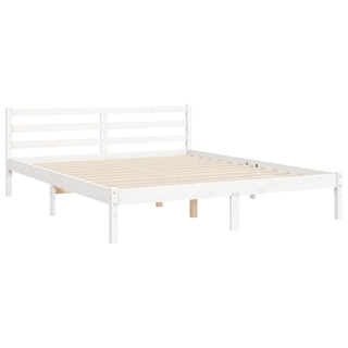 Bed Frame with Headboard White 160x200 cm Solid Wood - Giant Lobelia