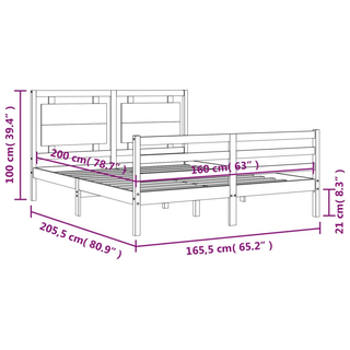 Bed Frame with Headboard White 160x200 cm Solid Wood - Giant Lobelia