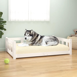 vidaXL Dog Bed White 105.5x75.5x28 cm Solid Wood Pine - Giant Lobelia