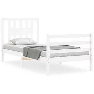 Bed Frame with Headboard White 90x200 cm Solid Wood - Giant Lobelia