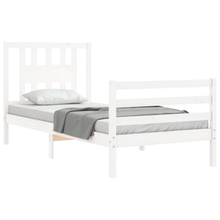 Bed Frame with Headboard White 90x200 cm Solid Wood - Giant Lobelia