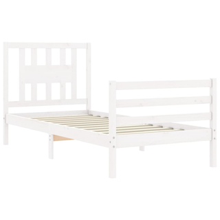 Bed Frame with Headboard White 90x200 cm Solid Wood - Giant Lobelia