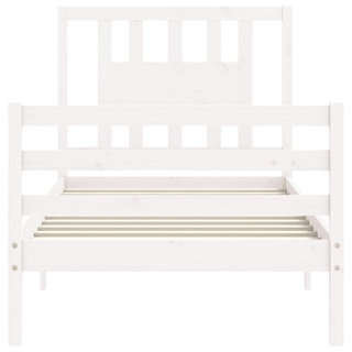 Bed Frame with Headboard White 90x200 cm Solid Wood - Giant Lobelia