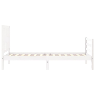 Bed Frame with Headboard White 90x200 cm Solid Wood - Giant Lobelia